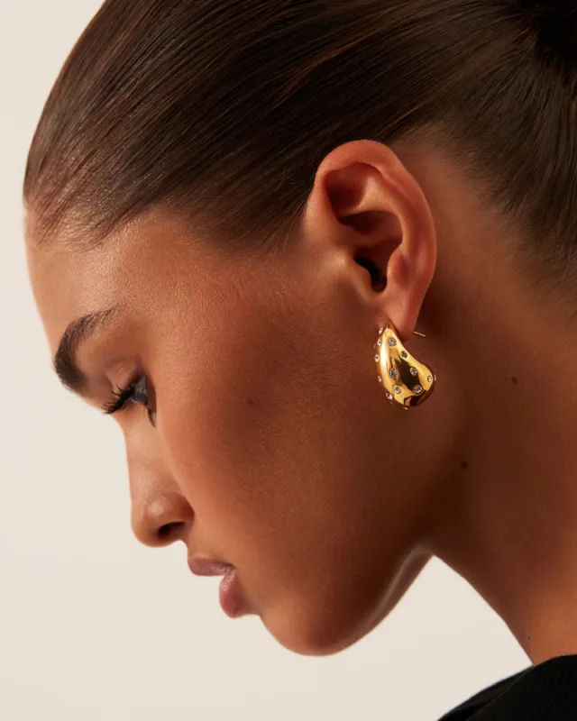 GIO EARRING - GOLD-SILVER DIAMANTE sold by Billini