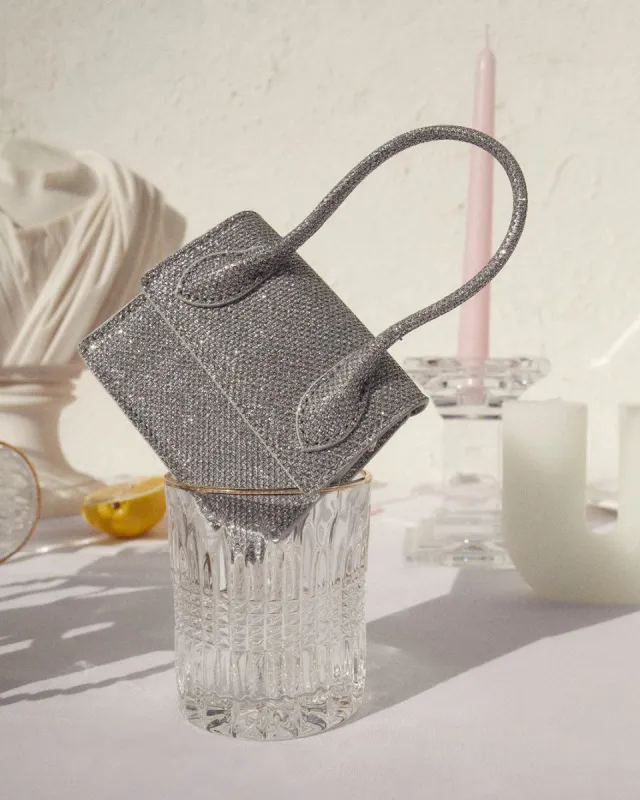 ALLIE MICRO MINI BAG - SILVER GLITTER sold by Billini