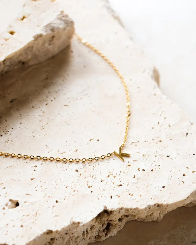 INITIAL GOLD PLATED NECKLACE - GOLD sold by Billini