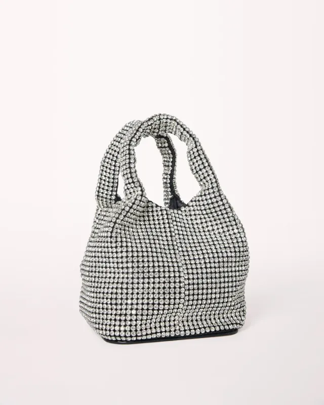 TAMARA HANDBAG - SILVER DIAMANTE-BLACK sold by Billini