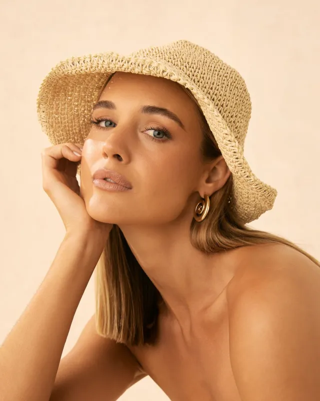 SUNNY BUCKET HAT - NATURAL RAFFIA sold by Billini