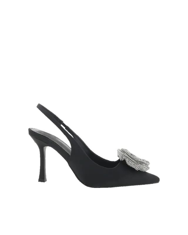 ELYSIA - BLACK SATIN-DIAMANTE sold by Billini