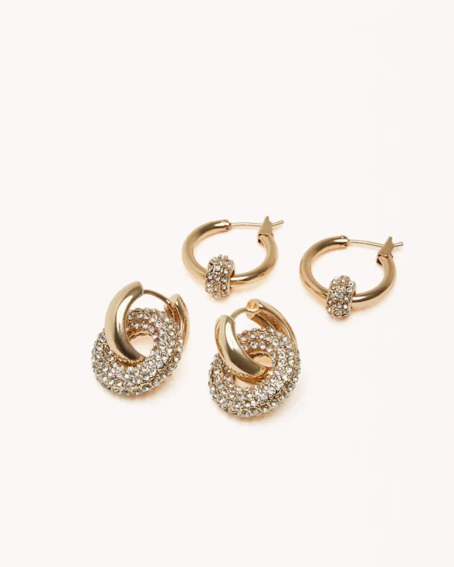 DIZO EARRING - 2PK - GOLD-DIAMANTE sold by Billini