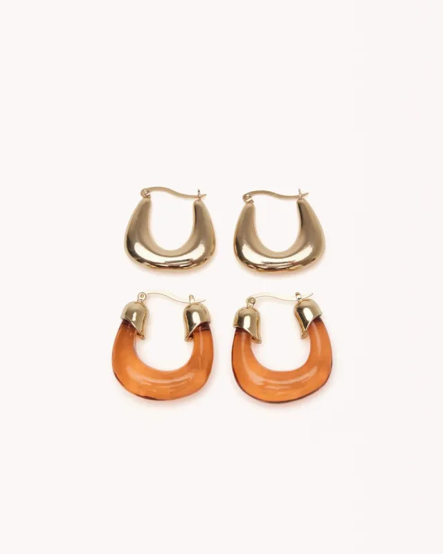 LILO EARRING 2 PACK - GOLD-HONEY TORT sold by Billini
