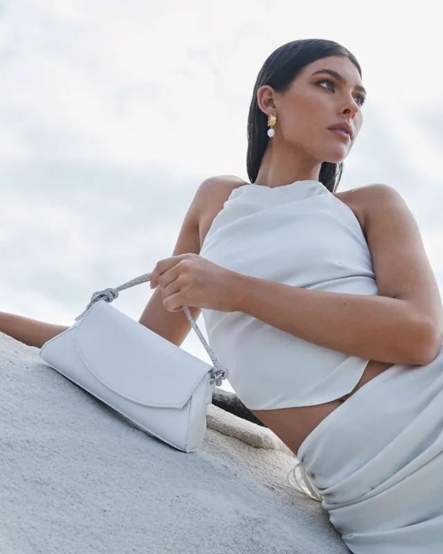 AUBREE HANDLE BAG - WHITE SATIN sold by Billini