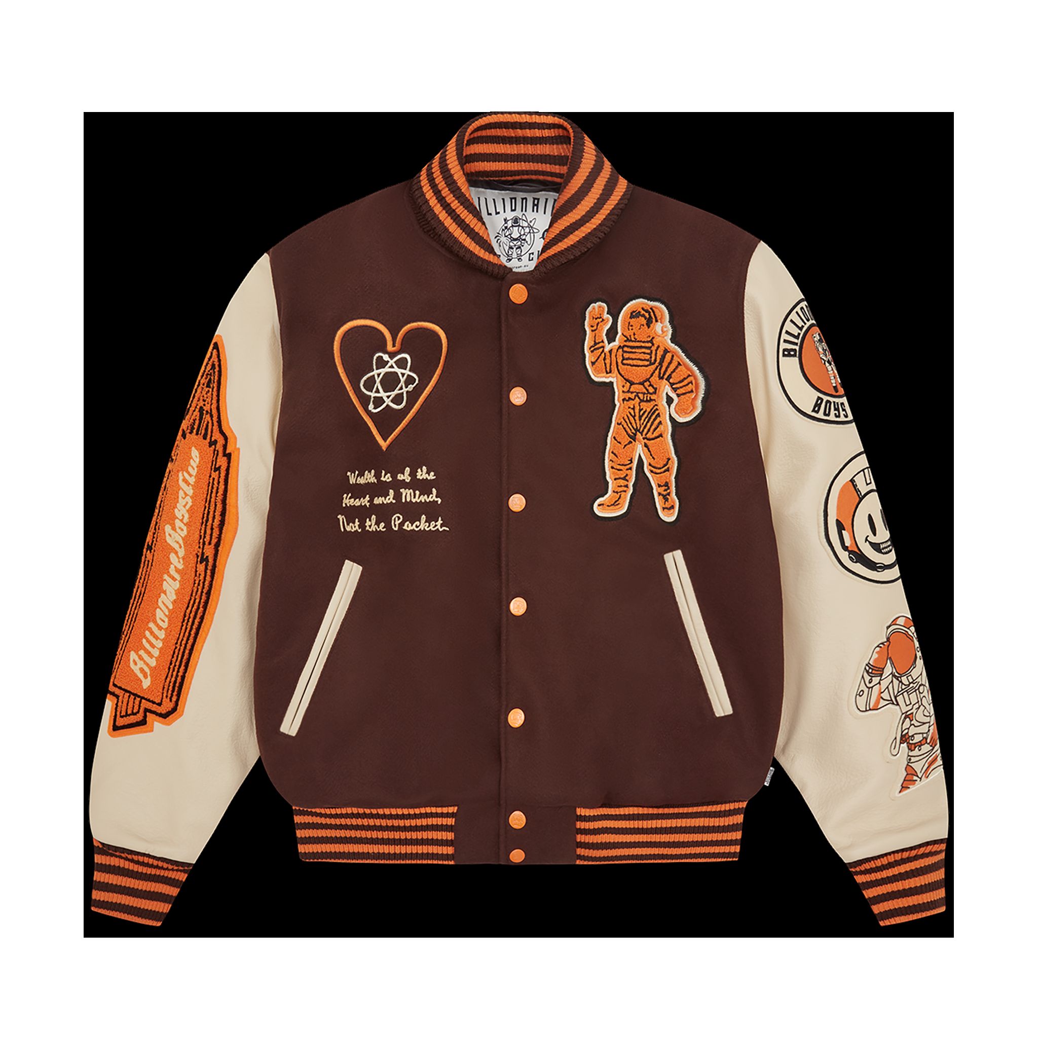LEATHER SLEEVE GALAXY VARSITY JACKET sold by Billionaire Boys Club