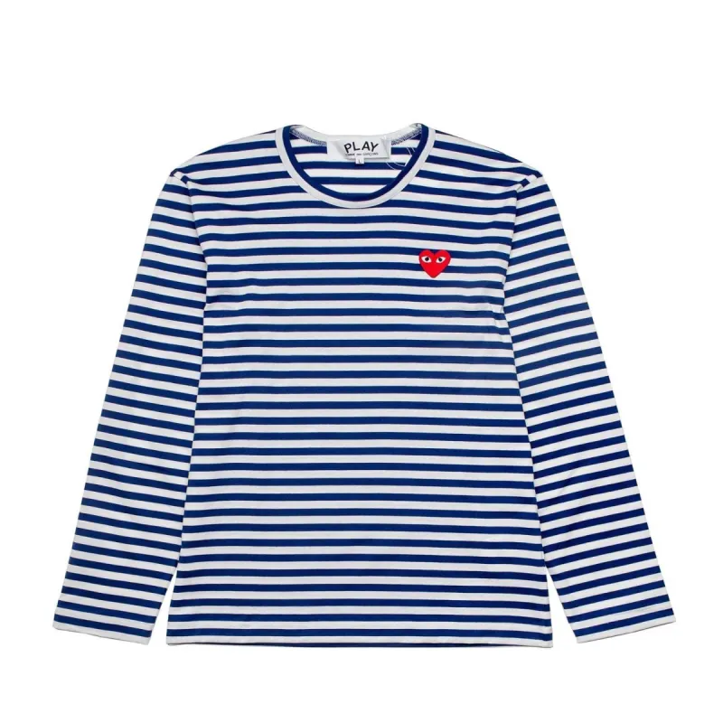 STRIPED LONG SLEEVE T-SHIRT WITH SMALL RED HEART sold by Billionaire Boys Club