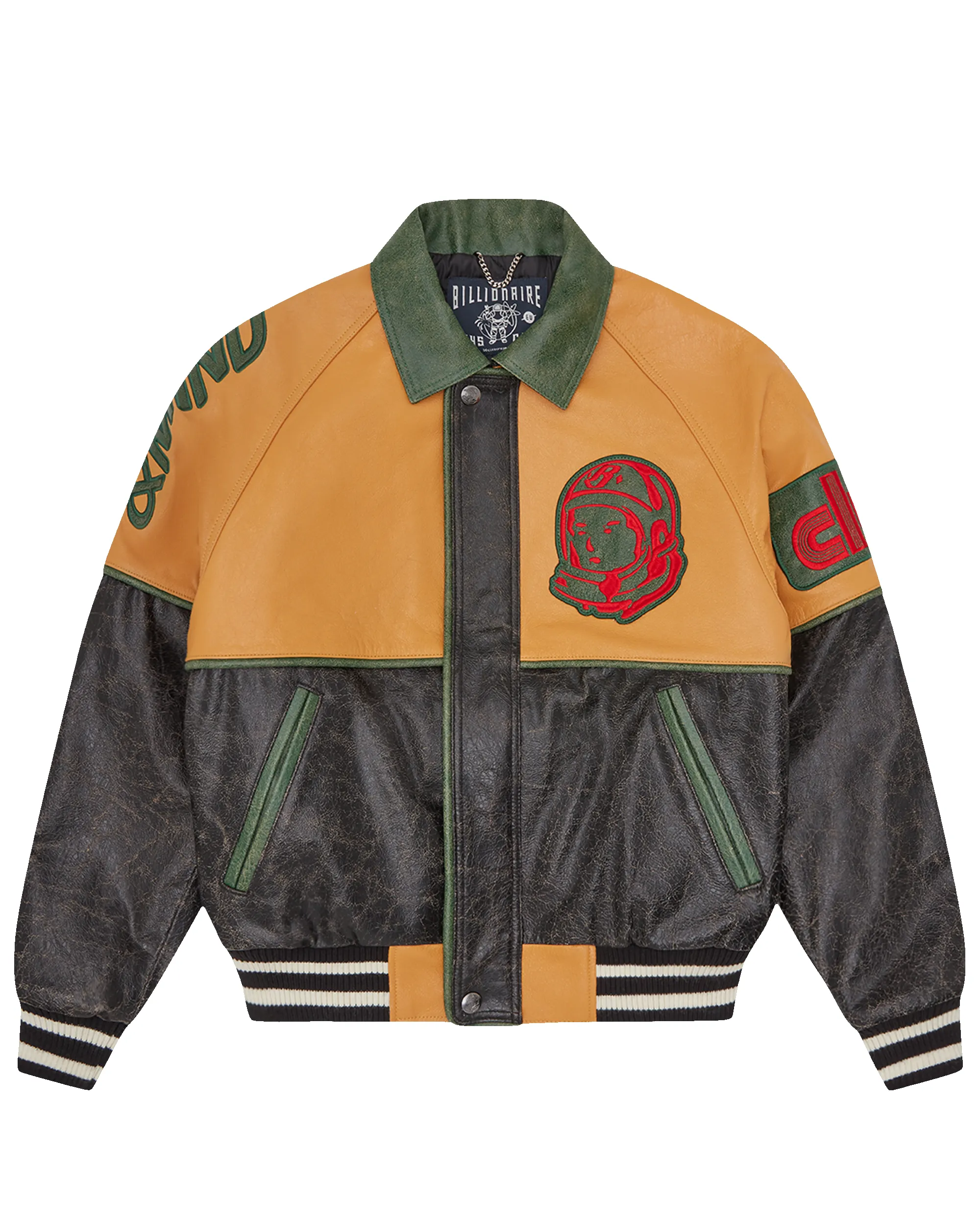 Club Cracked Leather Varsity Jacket sold by Billionaire Boys Club