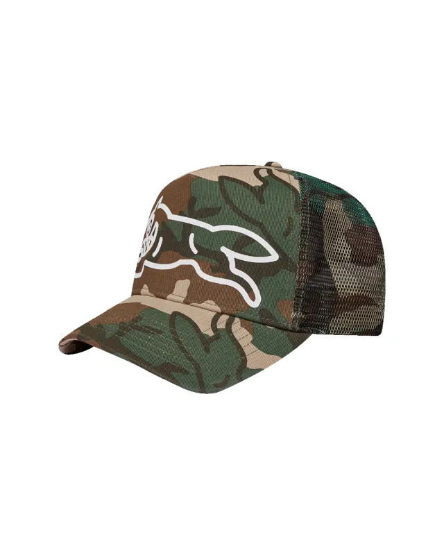 Running Dog Woodland Camo Trucker Cap sold by Billionaire Boys Club