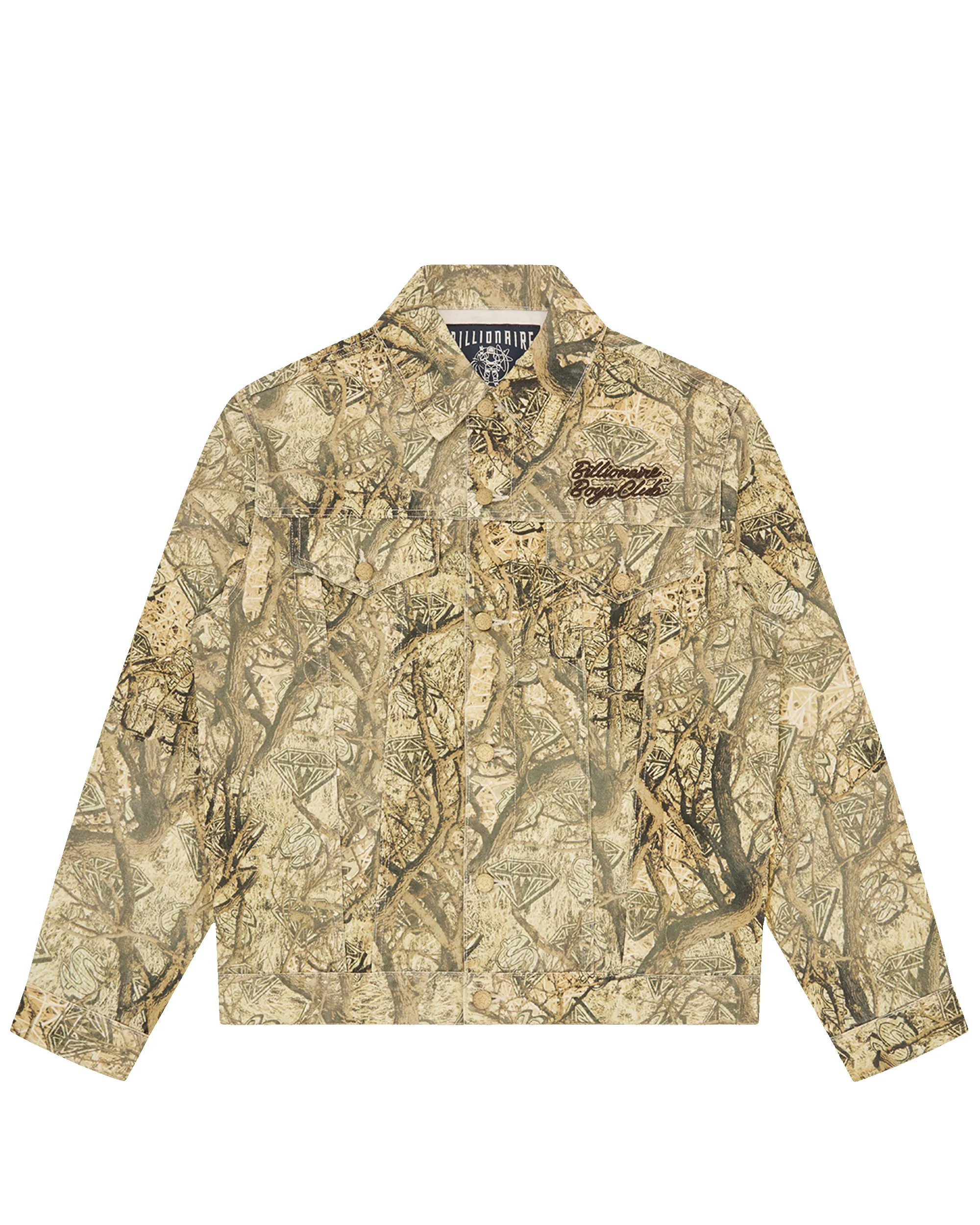 Diamonds & Dollars Tree Camo Trucker Jacket sold by Billionaire Boys Club