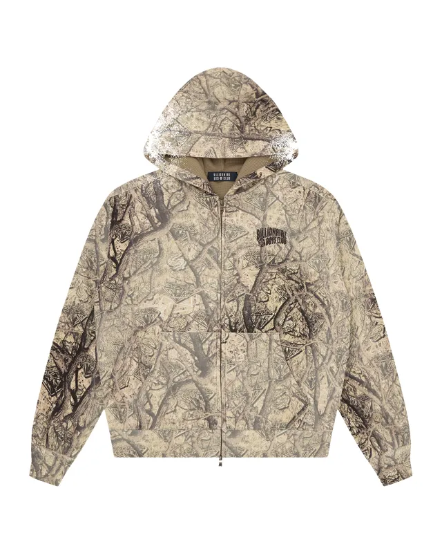 Diamonds & Dollars Tree Camo Oversized Zip Through sold by Billionaire Boys Club