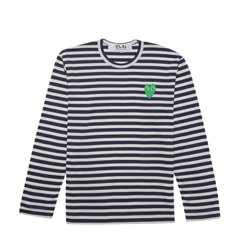 PLAY GREEN HEART STRIPED LONG SLEEVE T-SHIRT sold by Billionaire Boys Club