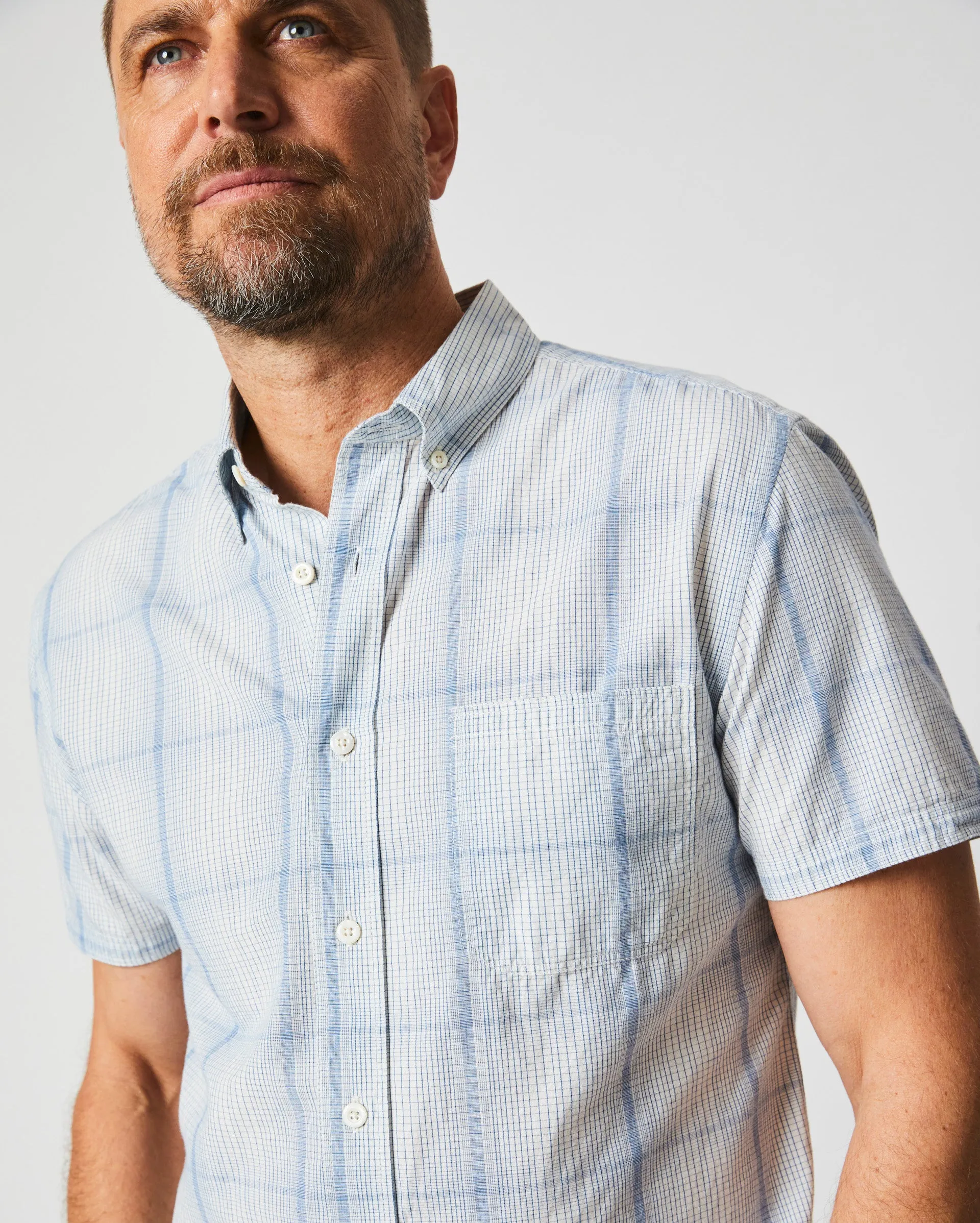 Short Sleeve Line Plaid Tuscumbia Shirt Button Down sold by Billy Reid product image thumbnail 2