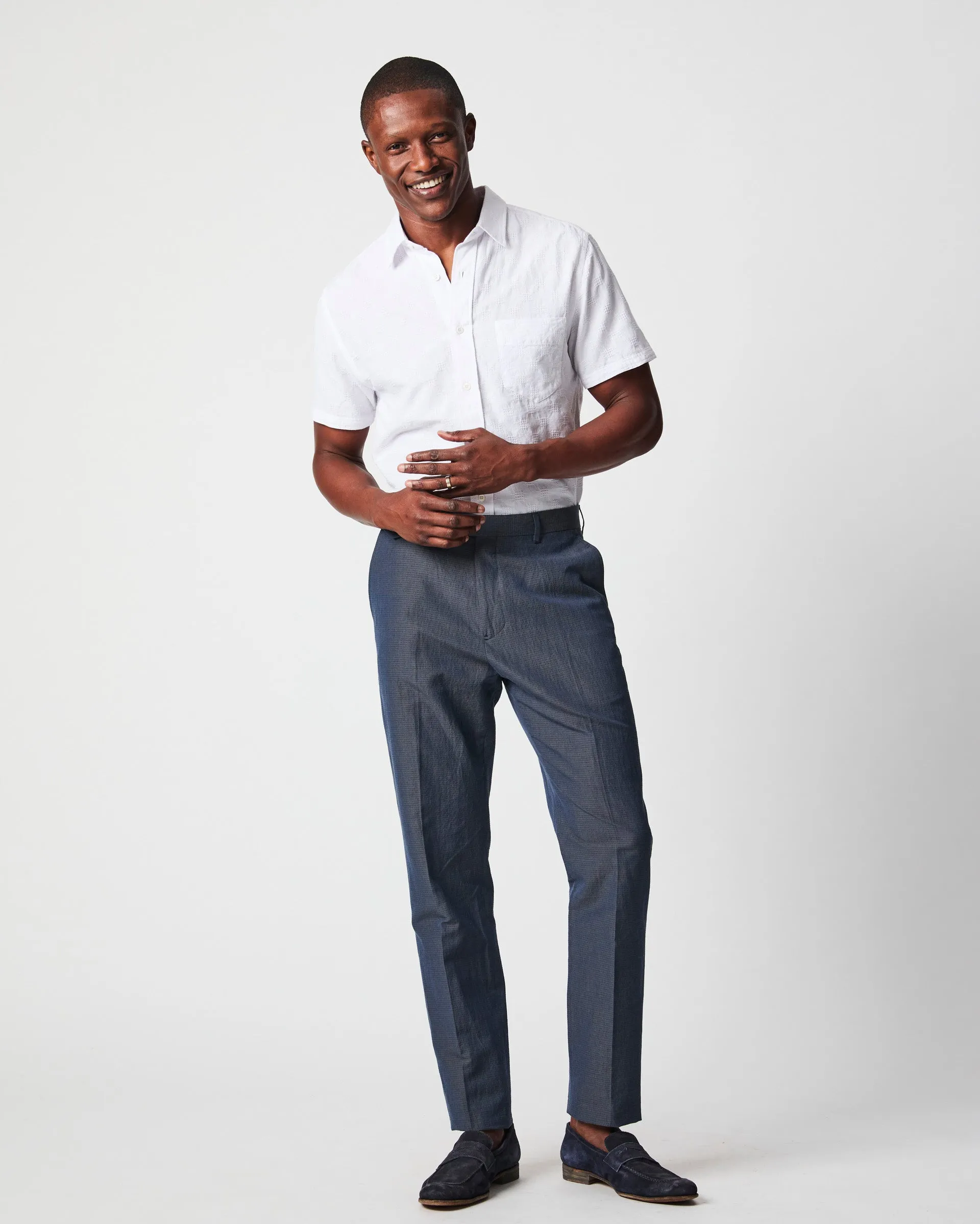 Micro-Seersucker Flat Front Trouser sold by Billy Reid product image thumbnail 2
