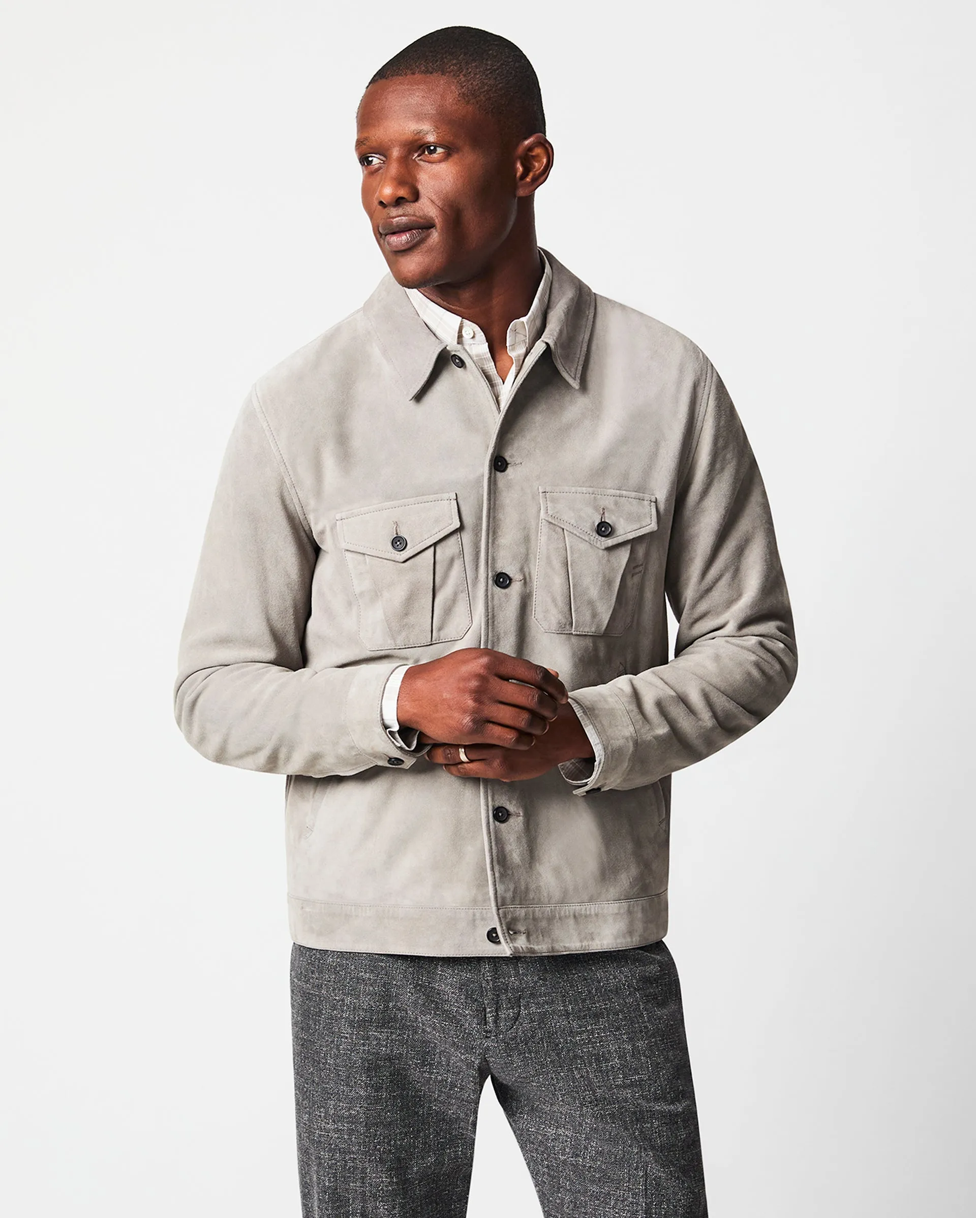 PATCH POCKET SUEDE JACKET sold by Billy Reid product image thumbnail 3