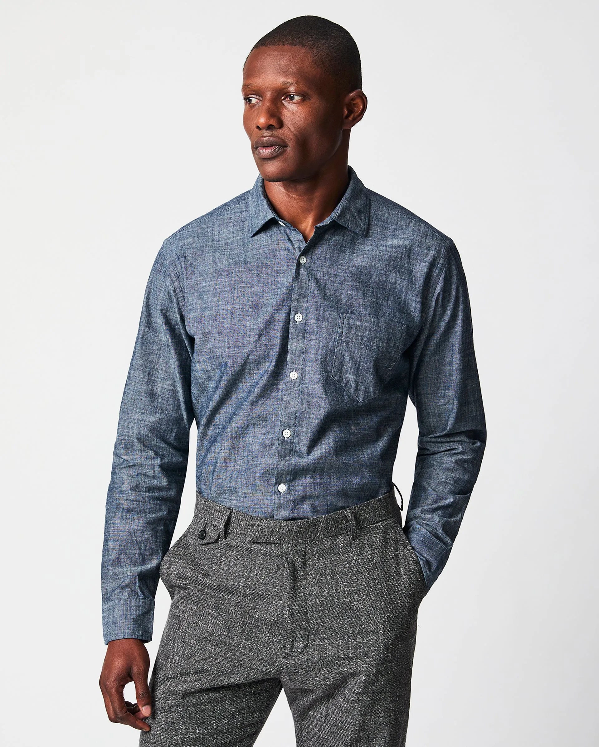 Chambray Pickwick Shirt sold by Billy Reid product image thumbnail 2