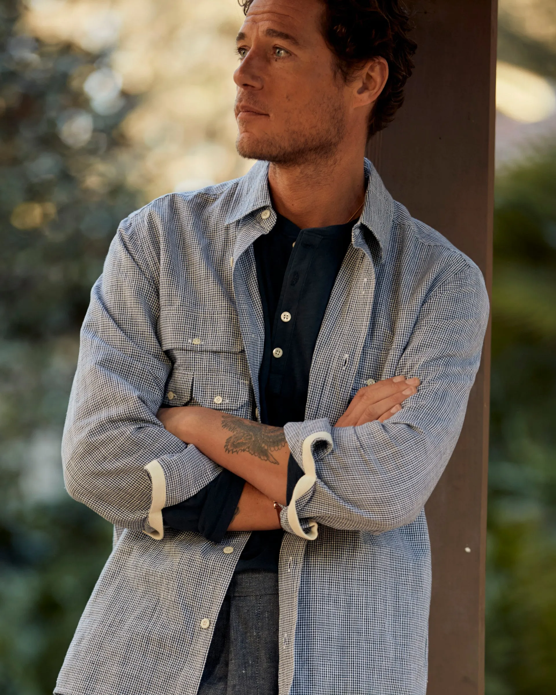LONG SLEEVE ORGANIC COTTON HENLEY sold by Billy Reid product image thumbnail 3
