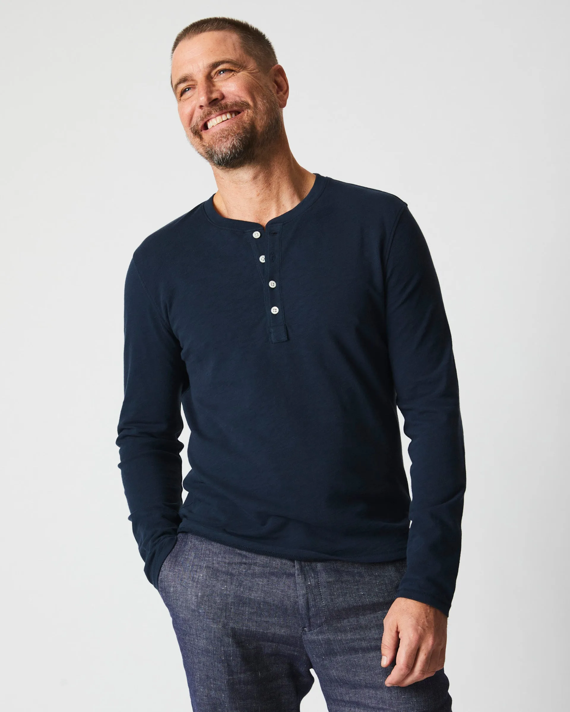 LONG SLEEVE ORGANIC COTTON HENLEY sold by Billy Reid product image thumbnail 2