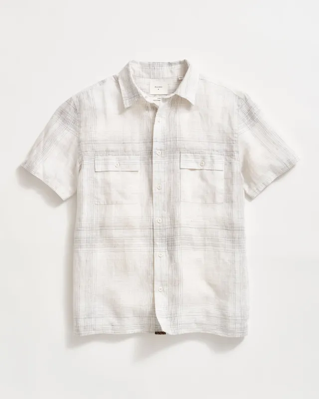 Short Sleeve Linen Line Plaid Banks Shirt made by Billy Reid