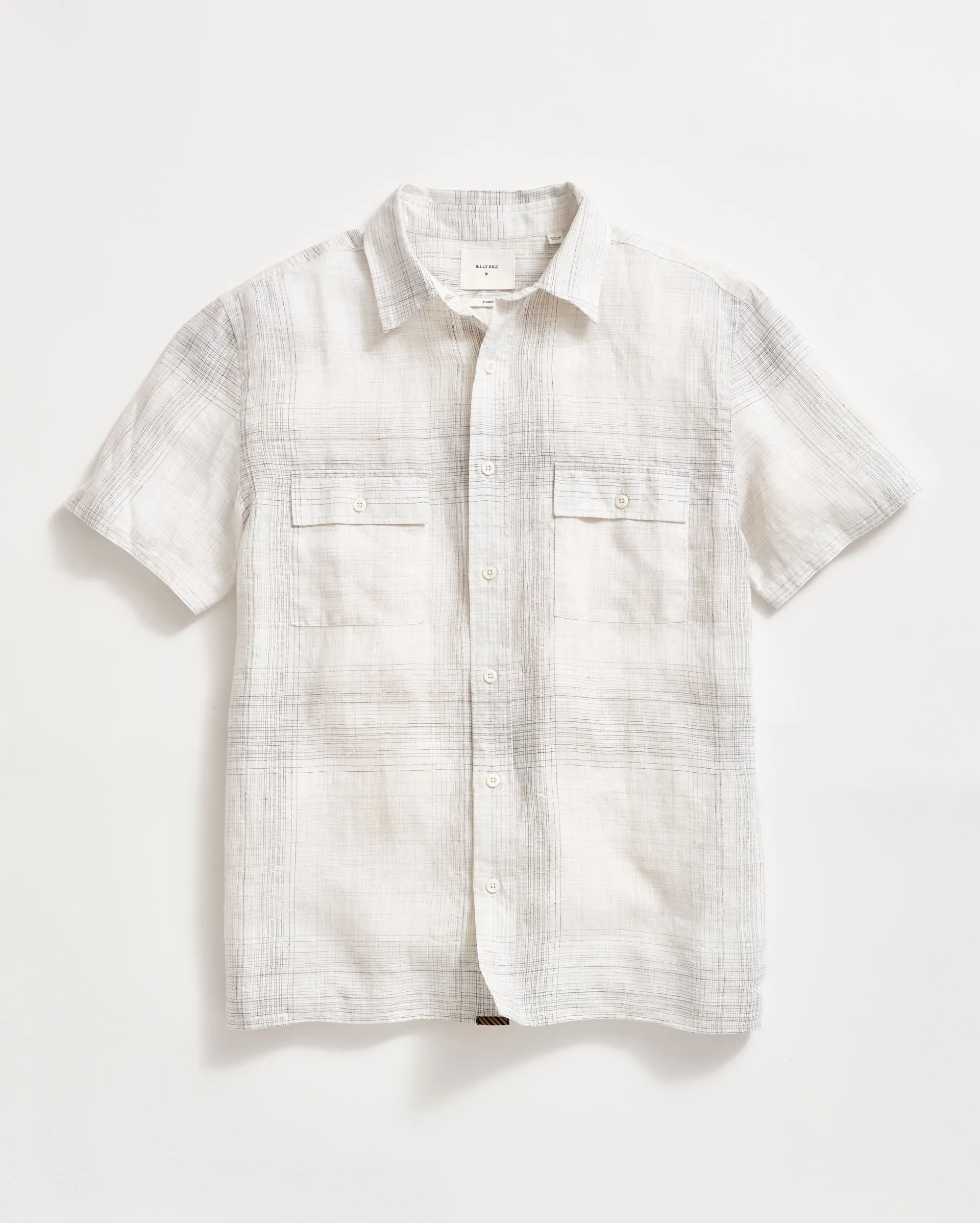 Short Sleeve Linen Line Plaid Banks Shirt sold by Billy Reid
