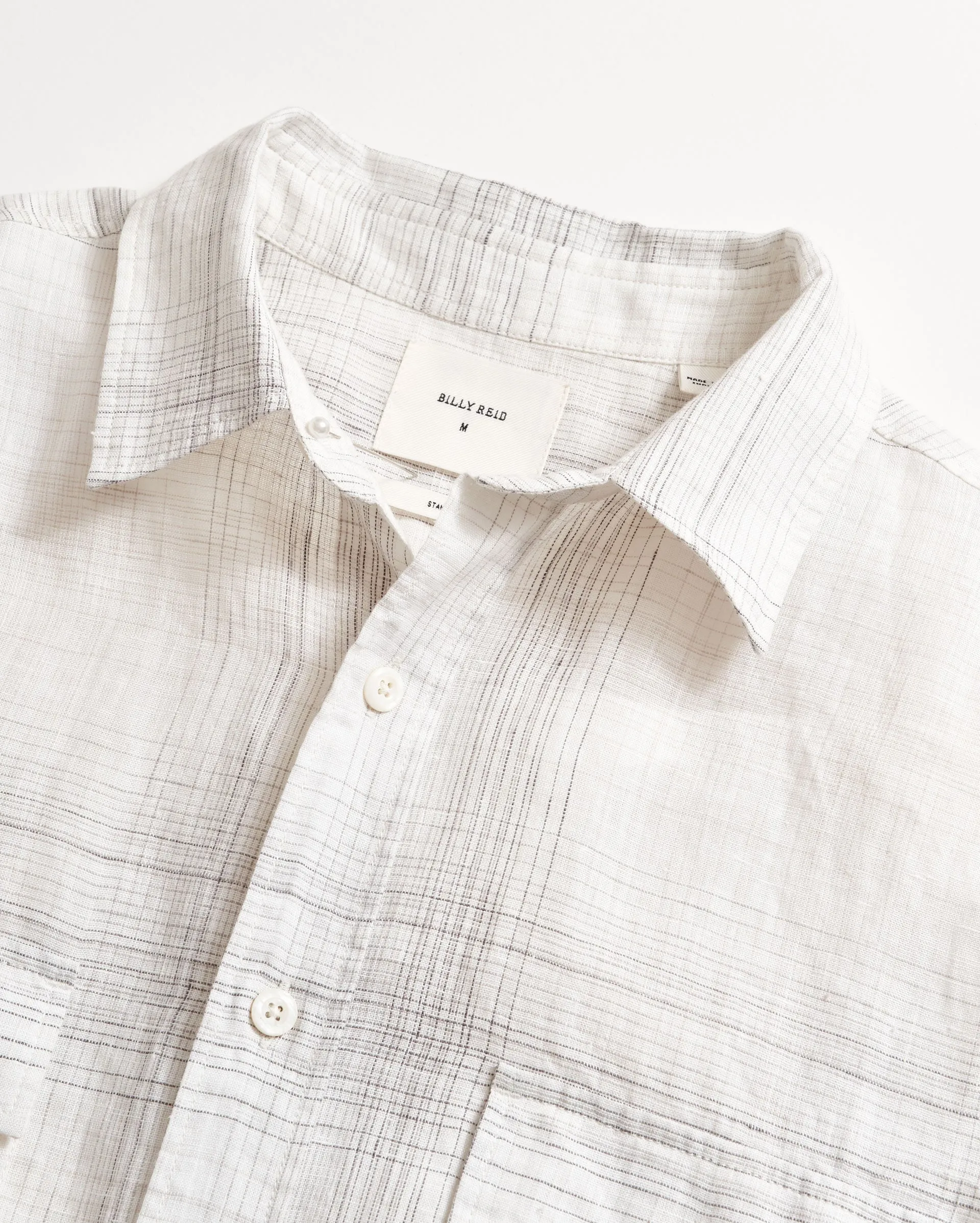 Short Sleeve Linen Line Plaid Banks Shirt sold by Billy Reid product image thumbnail 4
