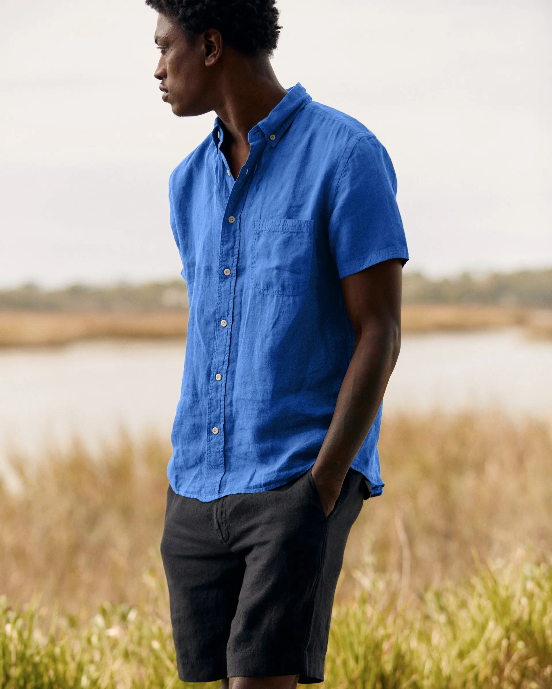 Short Sleeve Linen Tuscumbia Shirt Button Down sold by Billy Reid product image thumbnail 2