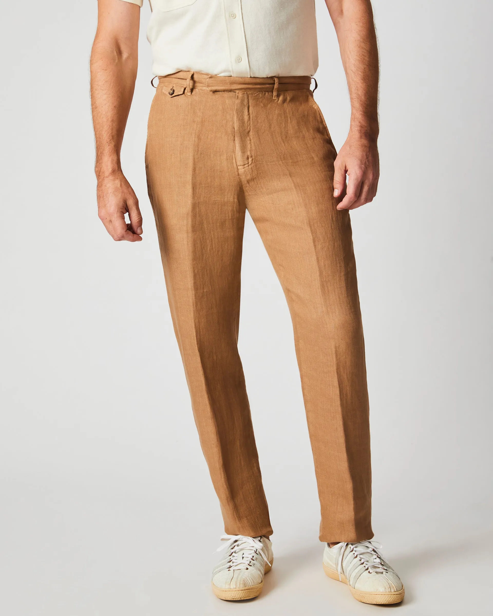 GARMENT DYED LINEN FLAT FRONT TROUSER sold by Billy Reid product image thumbnail 2