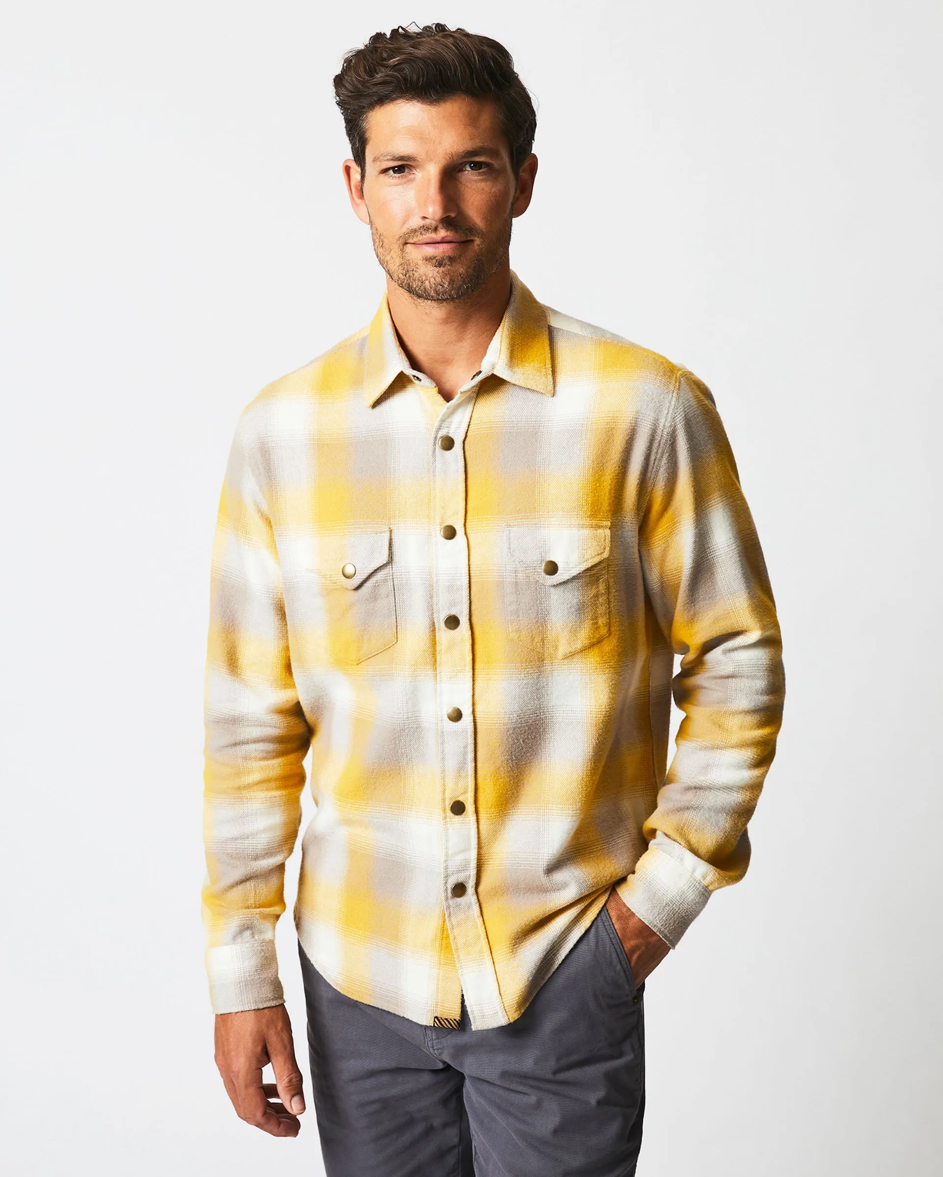 Flannel Bold Plaid Western Snap Front Shirt sold by Billy Reid product image thumbnail 2