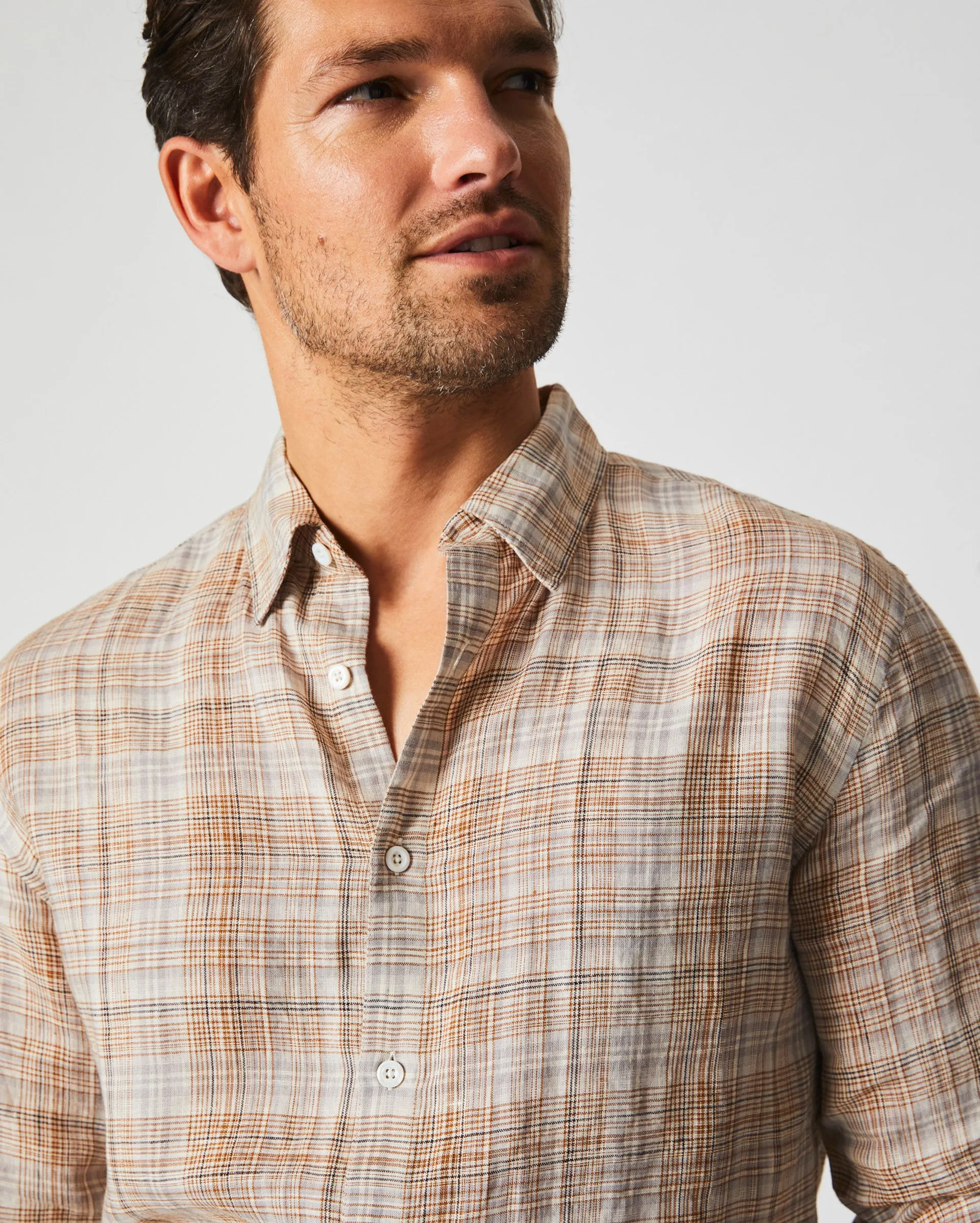 Linen Line Plaid Wilson Shirt sold by Billy Reid product image thumbnail 2