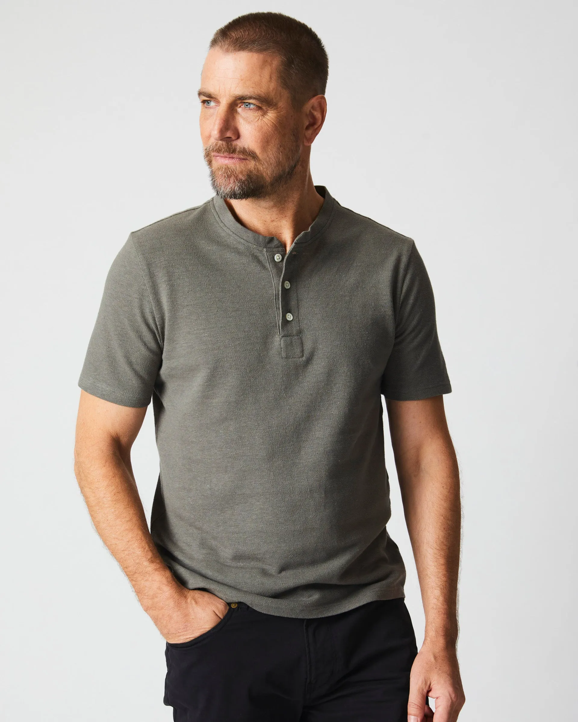Short Sleeve Hemp Cotton Henley sold by Billy Reid product image thumbnail 2