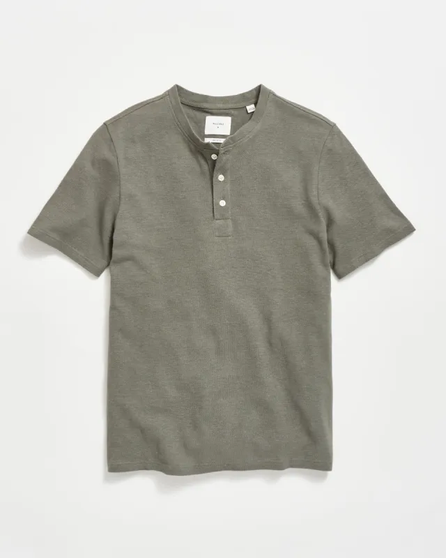 Short Sleeve Hemp Cotton Henley made by Billy Reid