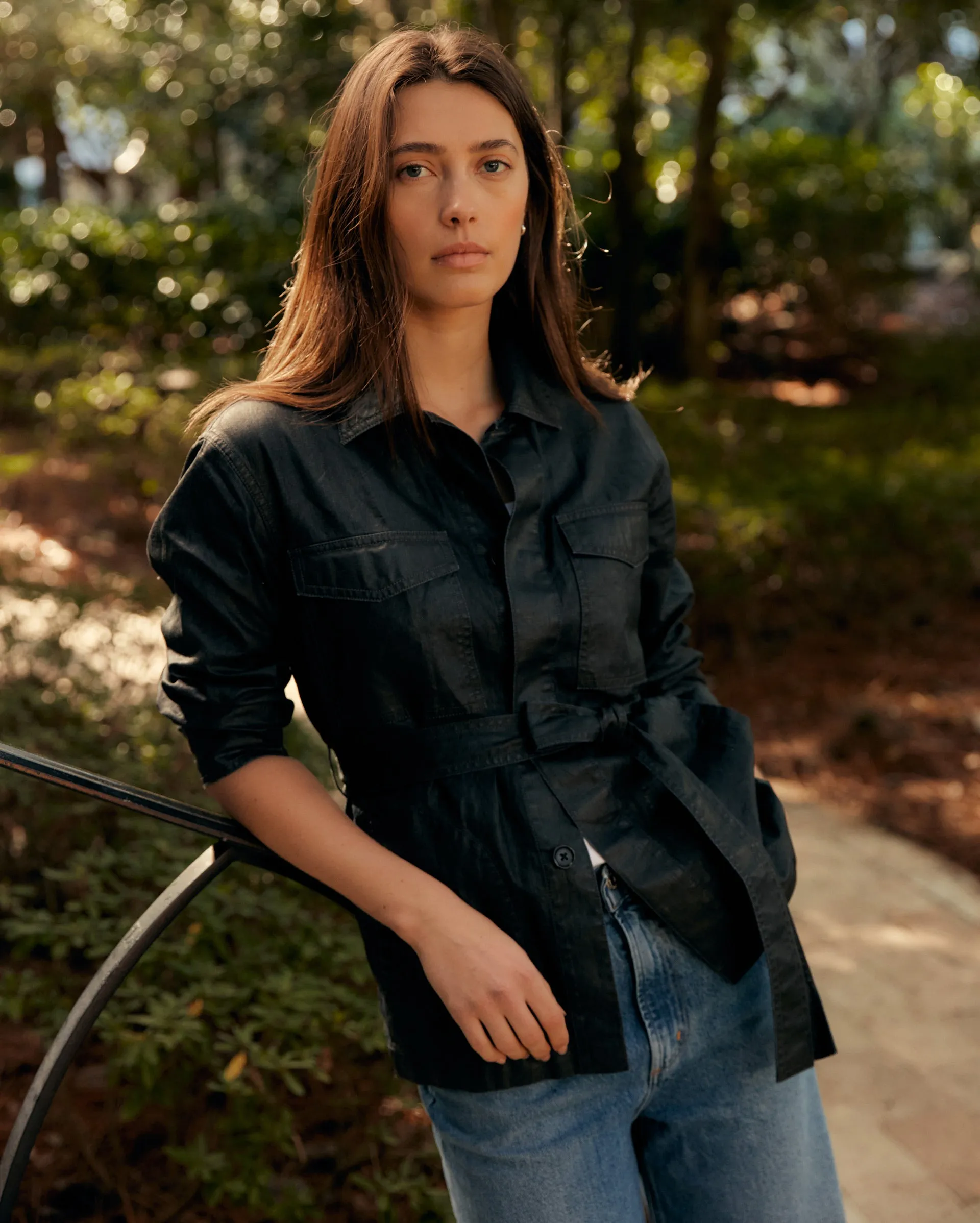 Coated Linen Shirt Jacket sold by Billy Reid product image thumbnail 4