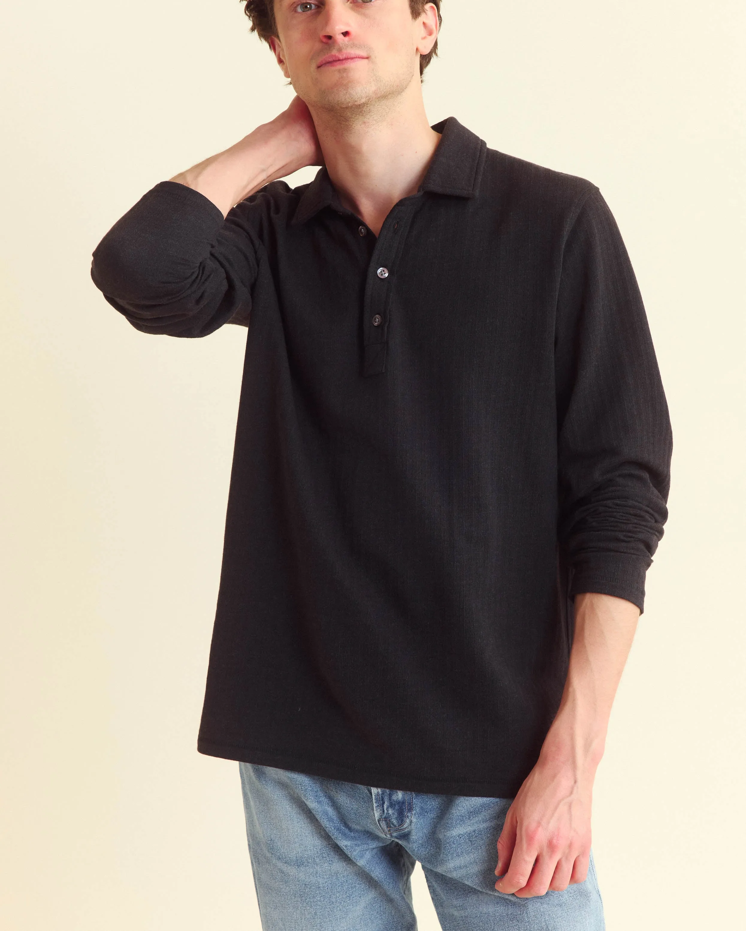 Long Sleeve Herringbone Polo sold by Billy Reid product image thumbnail 2