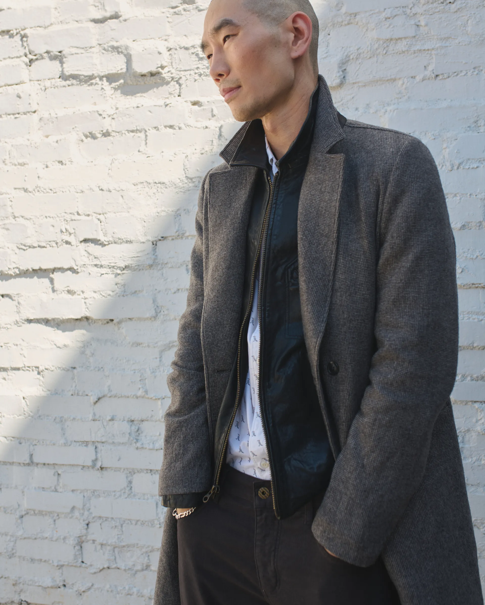 Micro Houndstooth Officers Coat sold by Billy Reid product image thumbnail 2