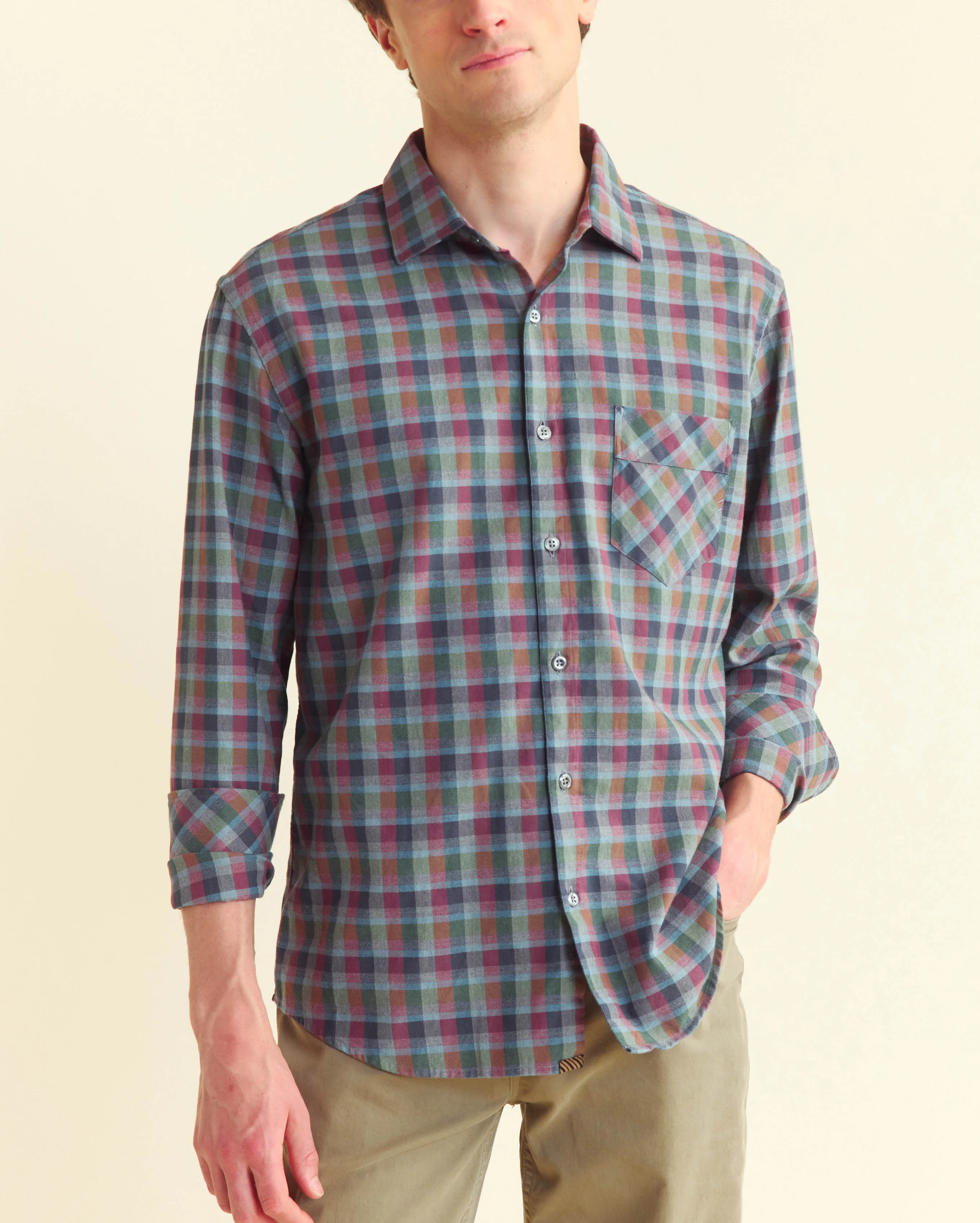 Melange Block Plaid John T Shirt sold by Billy Reid product image thumbnail 2