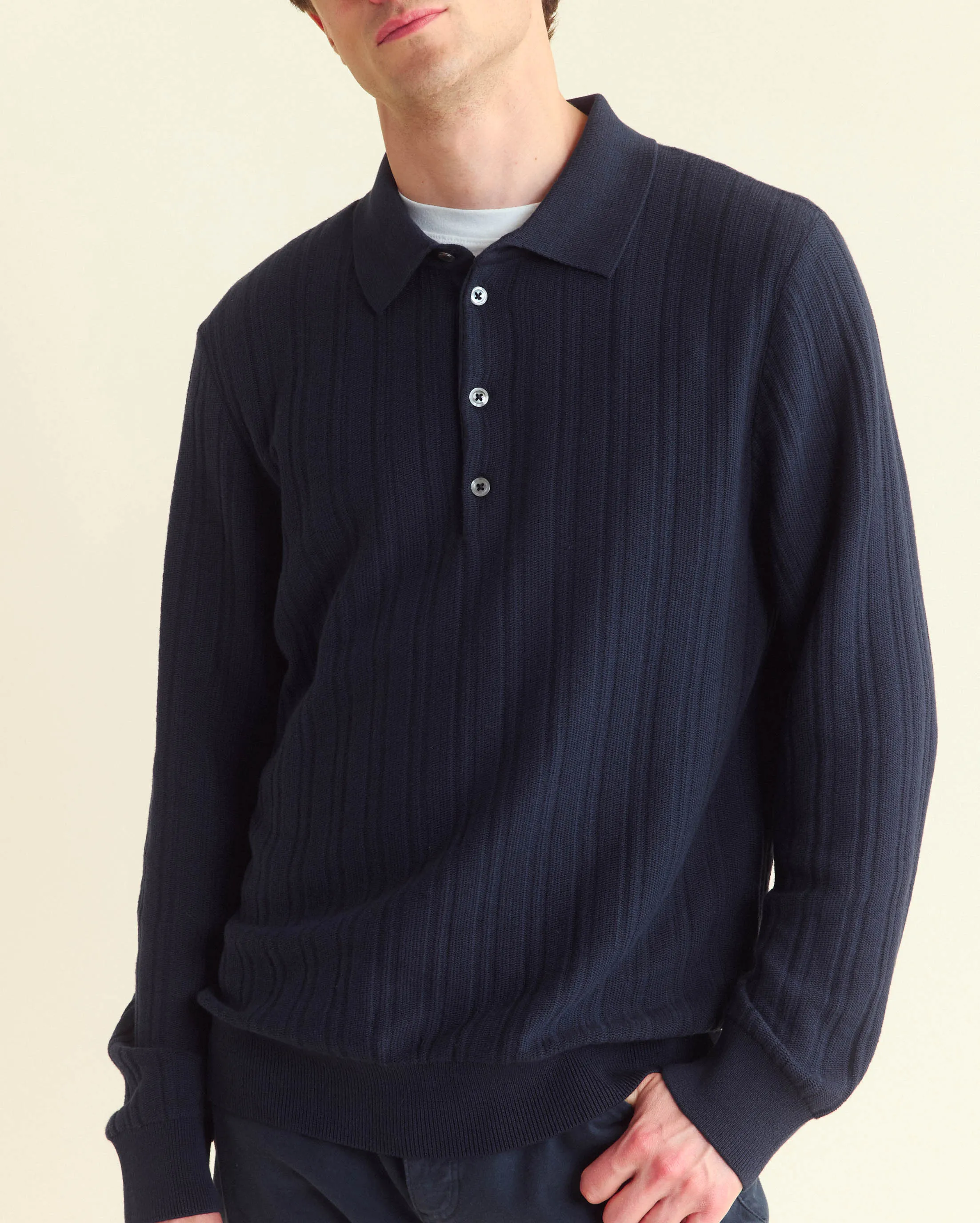 Long Sleeve Tailored Sweater Polo sold by Billy Reid product image thumbnail 2