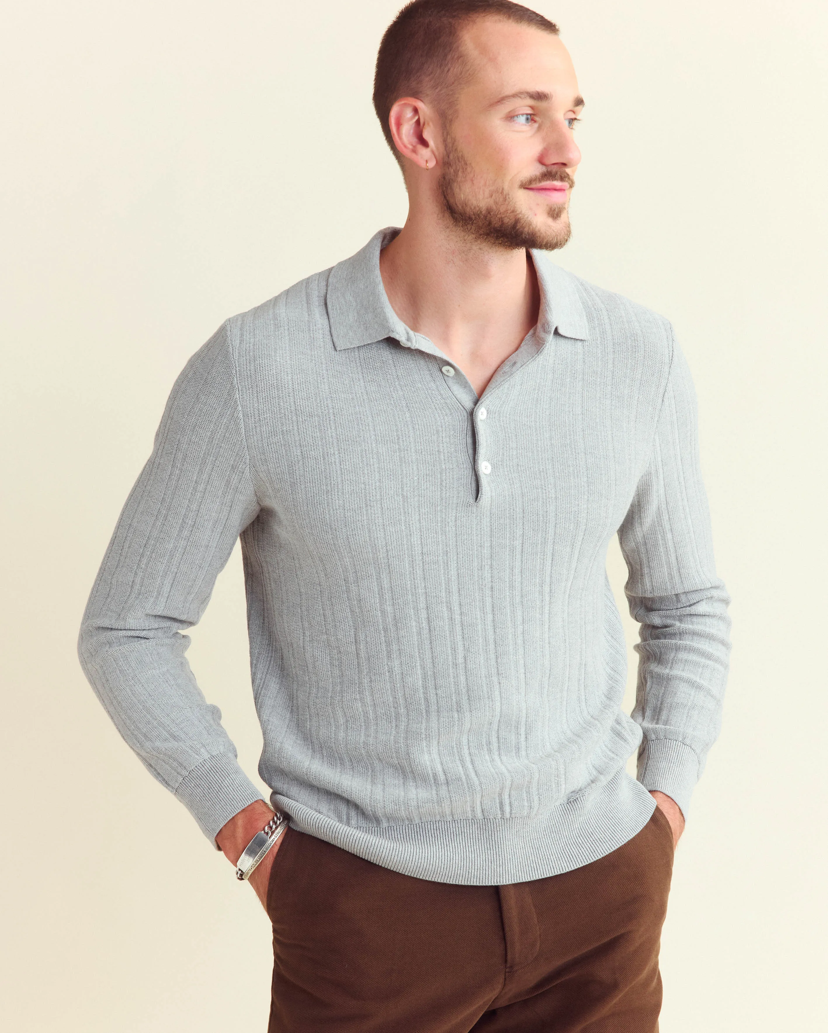 Long Sleeve Tailored Sweater Polo sold by Billy Reid product image thumbnail 2