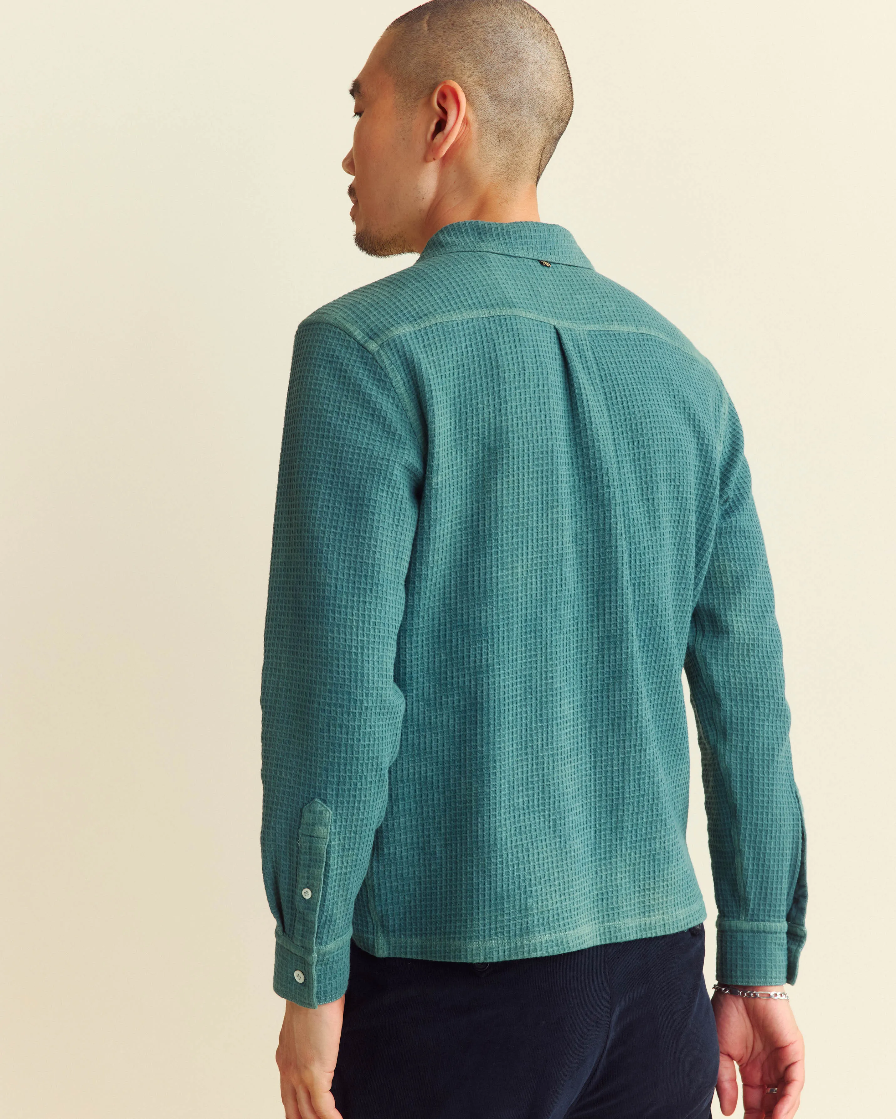 Long Sleeve Natural-Dyed Grid Knit Tuscumbia Shirt sold by Billy Reid product image thumbnail 4