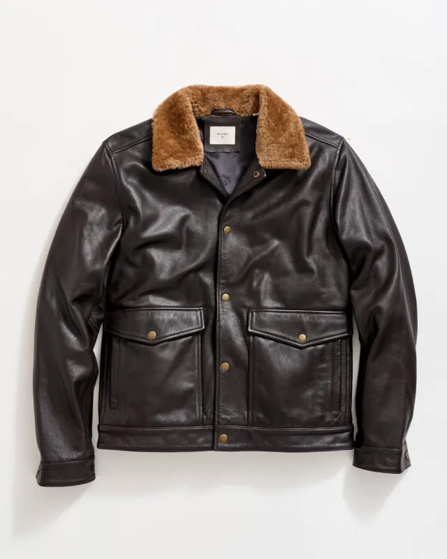 Leather Flight Jacket with Shearling Collar sold by Billy Reid