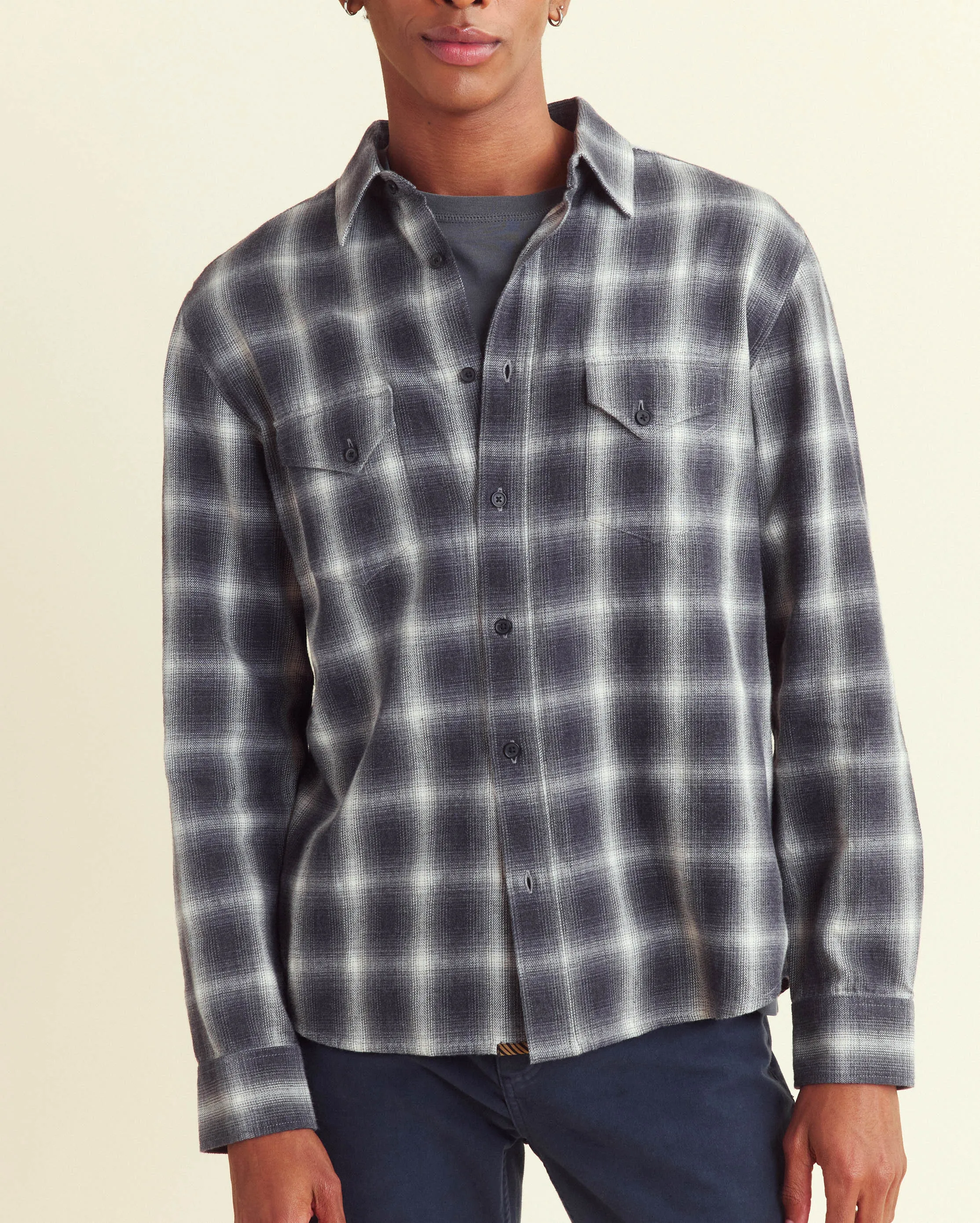 Brushed Shadow Plaid Western Shirt sold by Billy Reid product image thumbnail 2