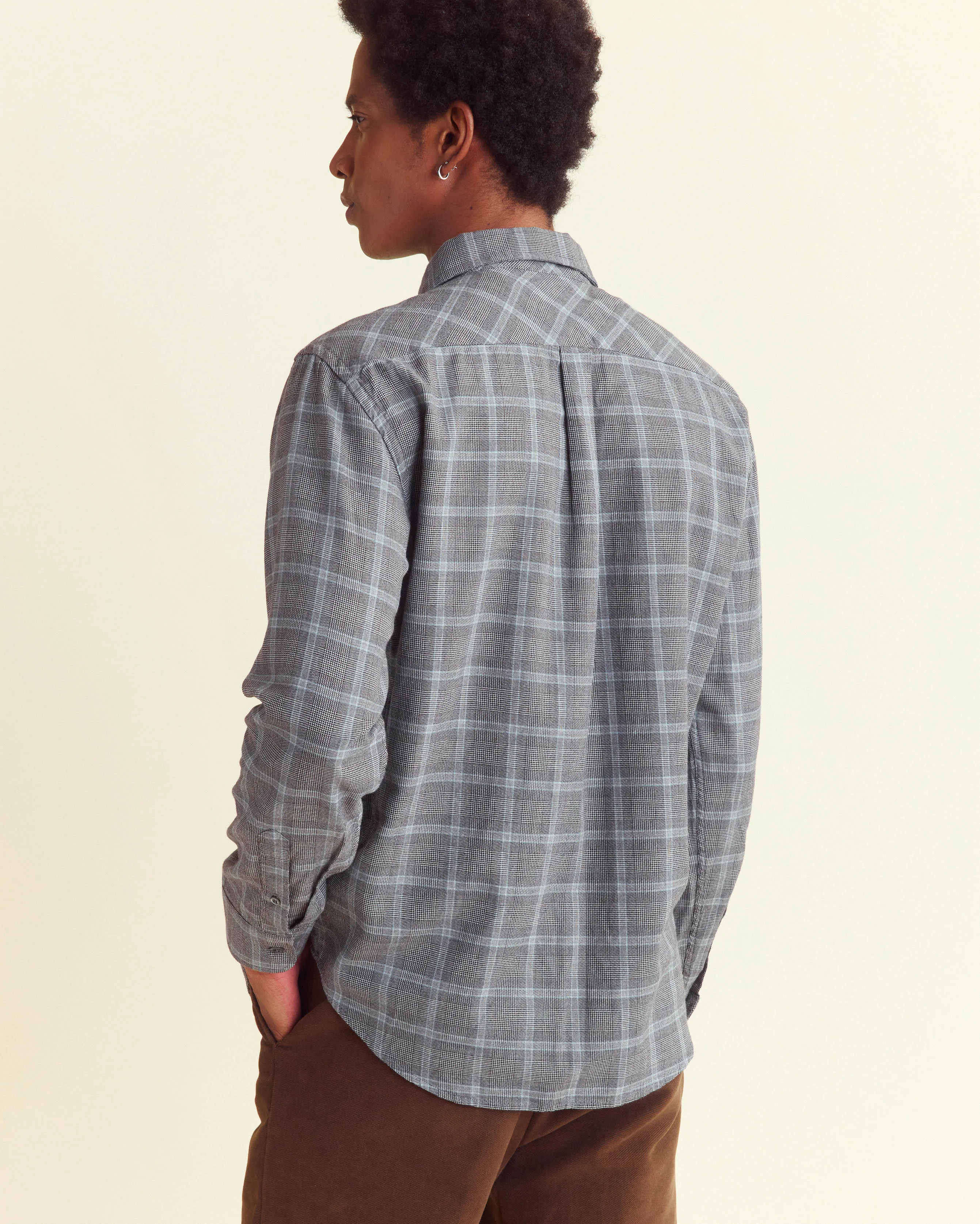 Micro Shadow Plaid Cypress Shirt sold by Billy Reid product image thumbnail 3