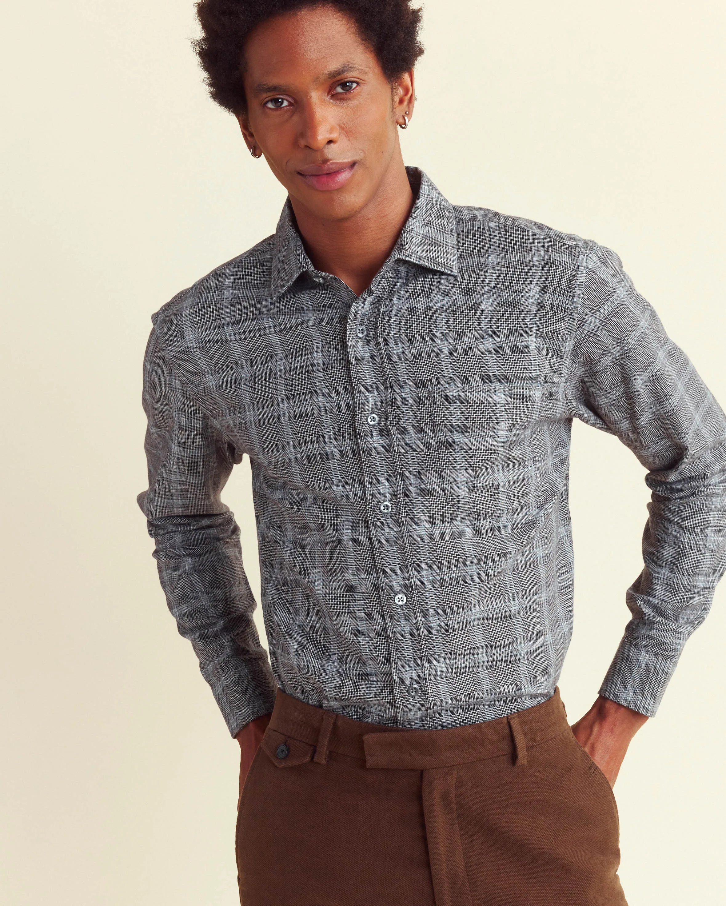 Micro Shadow Plaid Cypress Shirt sold by Billy Reid product image thumbnail 2