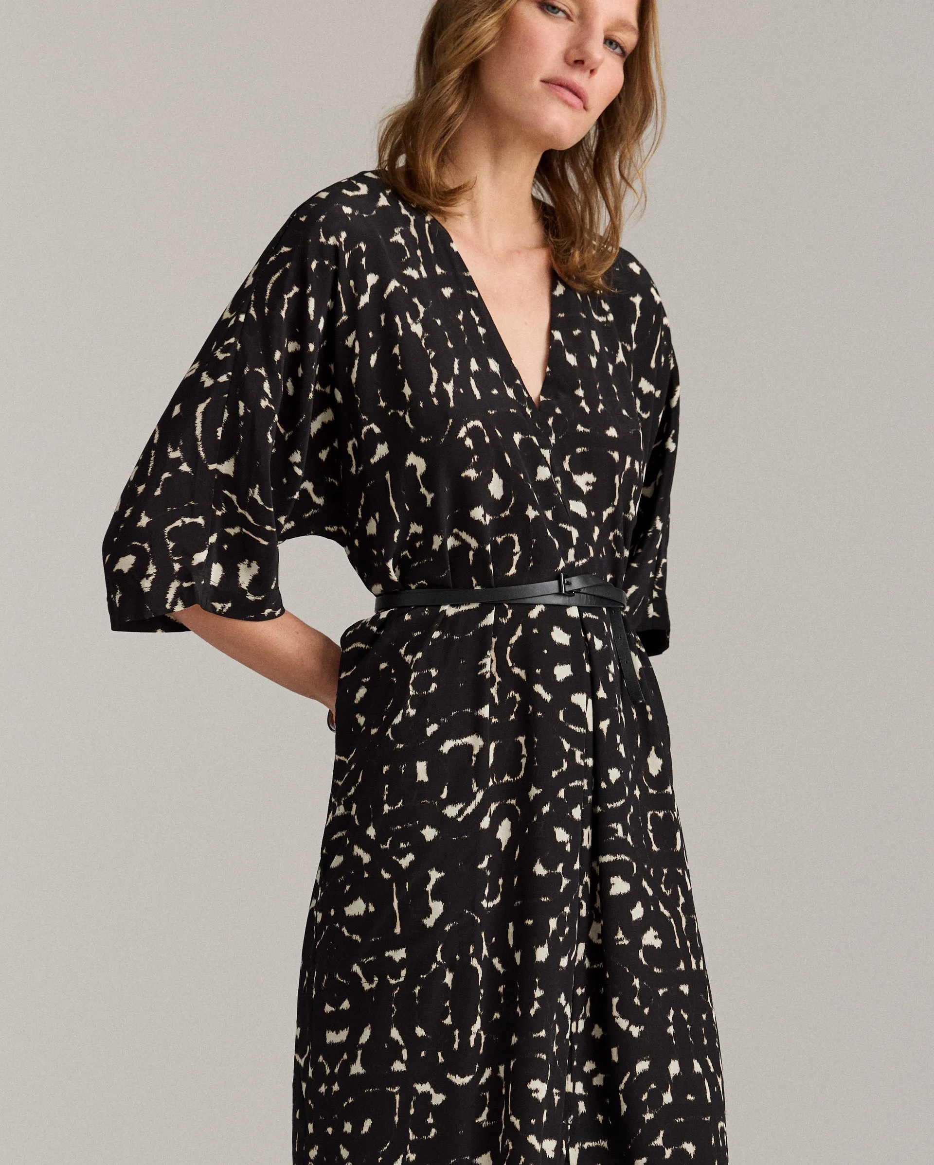 Moroccan Screen Silk V-Pleat Maxi Dress sold by Billy Reid product image thumbnail 2