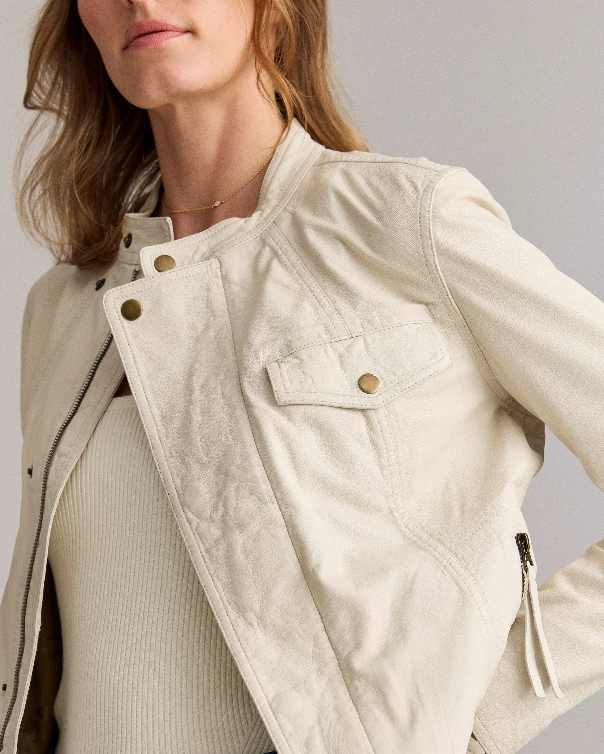 Washed Leather Biker Jacket sold by Billy Reid product image thumbnail 2