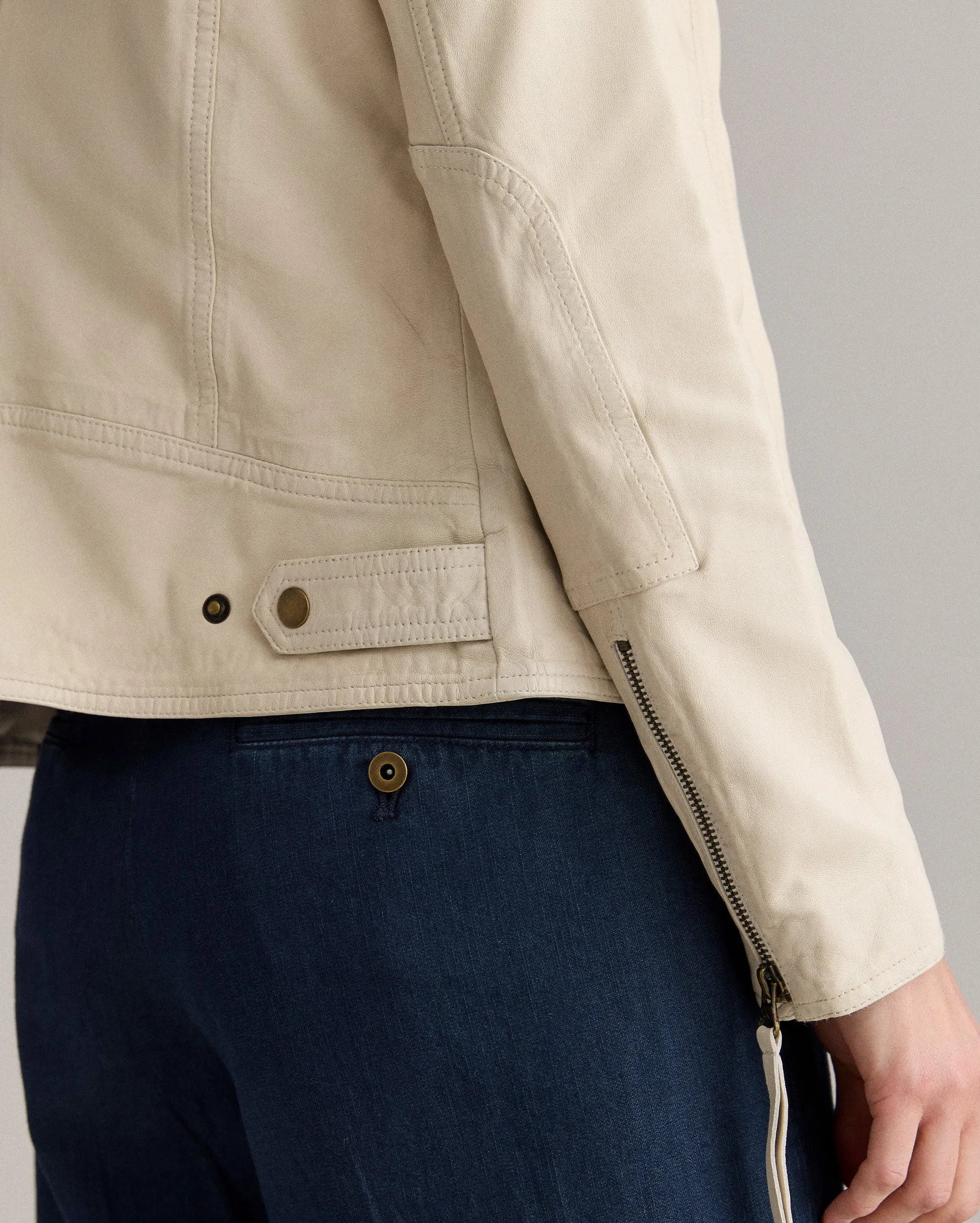 Washed Leather Biker Jacket sold by Billy Reid product image thumbnail 3