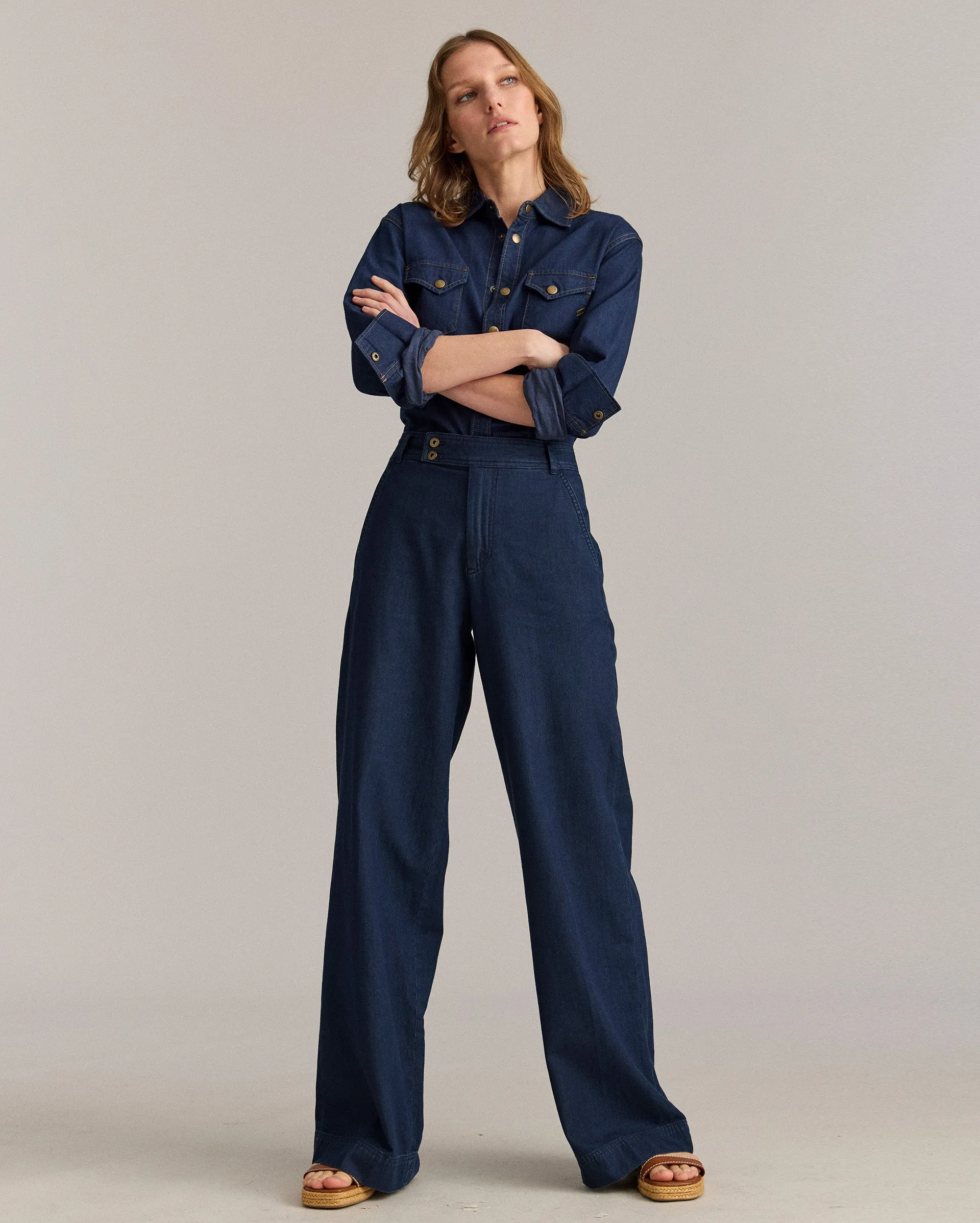 Denim Wide Leg Trouser sold by Billy Reid product image thumbnail 2
