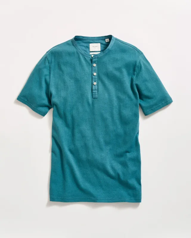Short Sleeve Hemp Cotton Henley made by Billy Reid