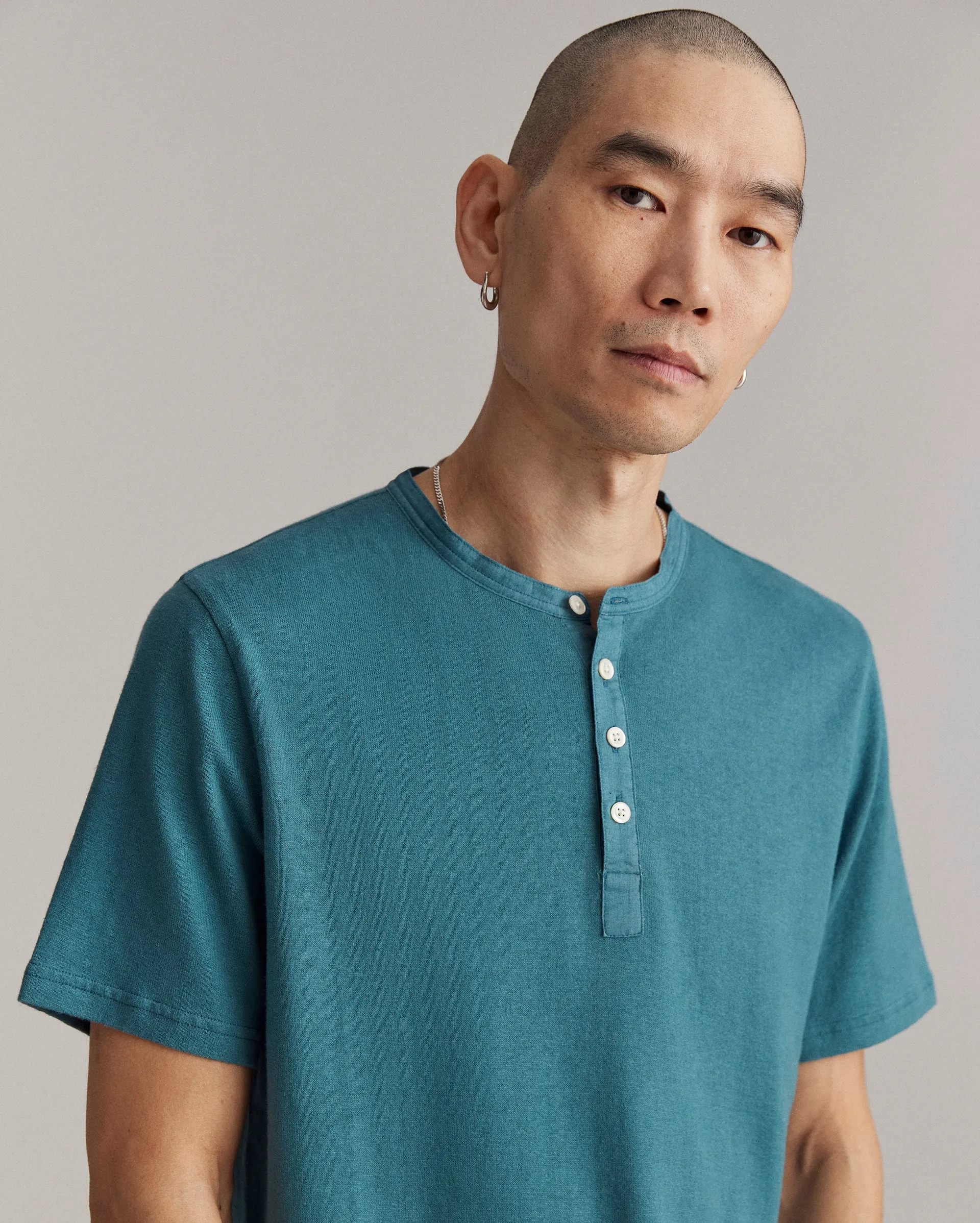 Short Sleeve Hemp Cotton Henley sold by Billy Reid product image thumbnail 3