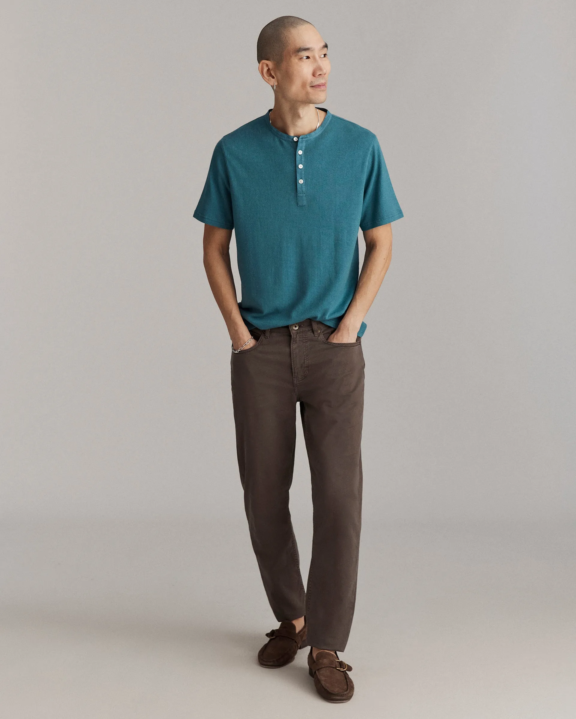 Short Sleeve Hemp Cotton Henley sold by Billy Reid product image thumbnail 2