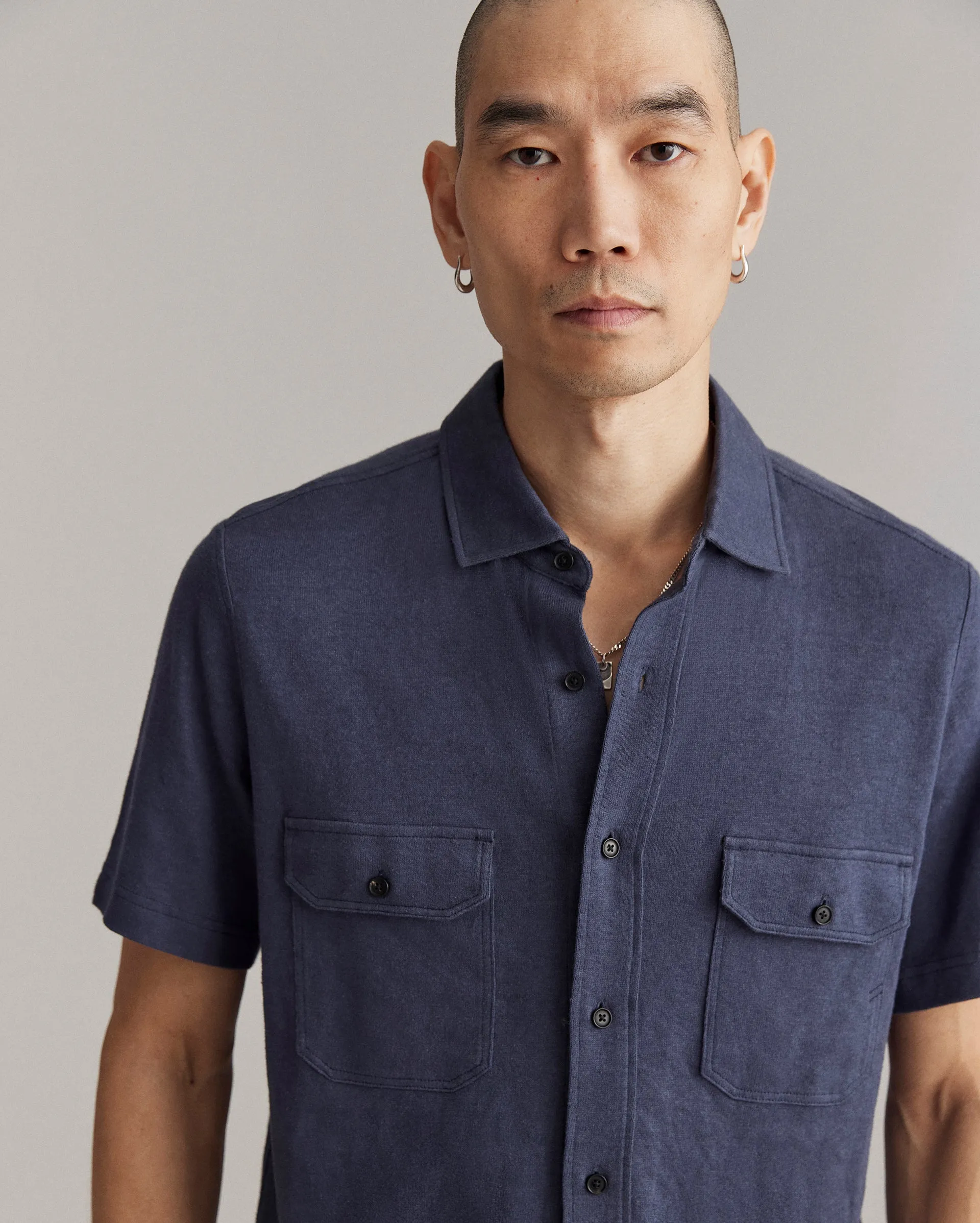 Short Sleeve Hemp Cotton Knit Shirt sold by Billy Reid product image thumbnail 3